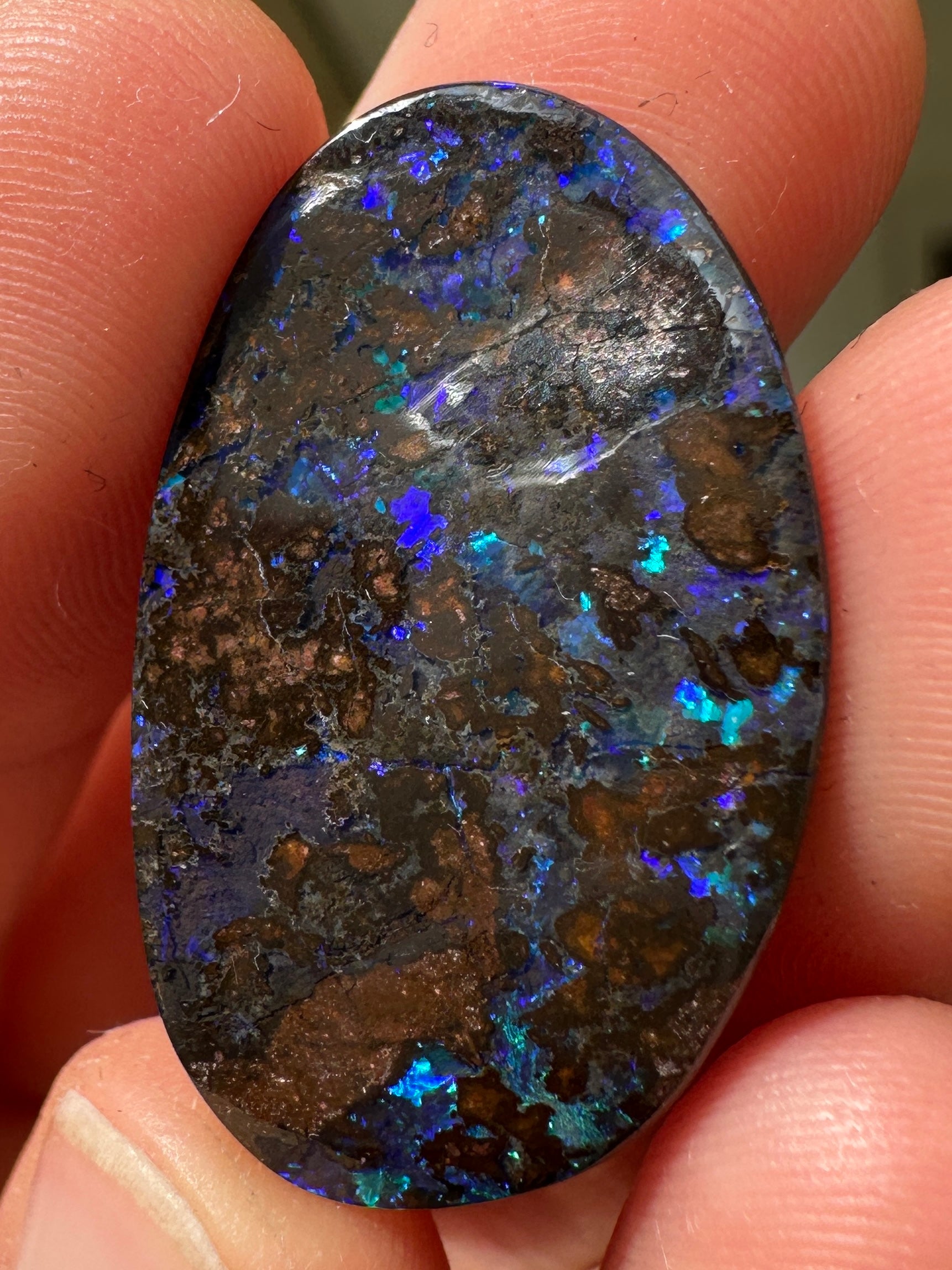 Opal Essence Queensland Boulder opal cut stone pendant or ring 22 cts