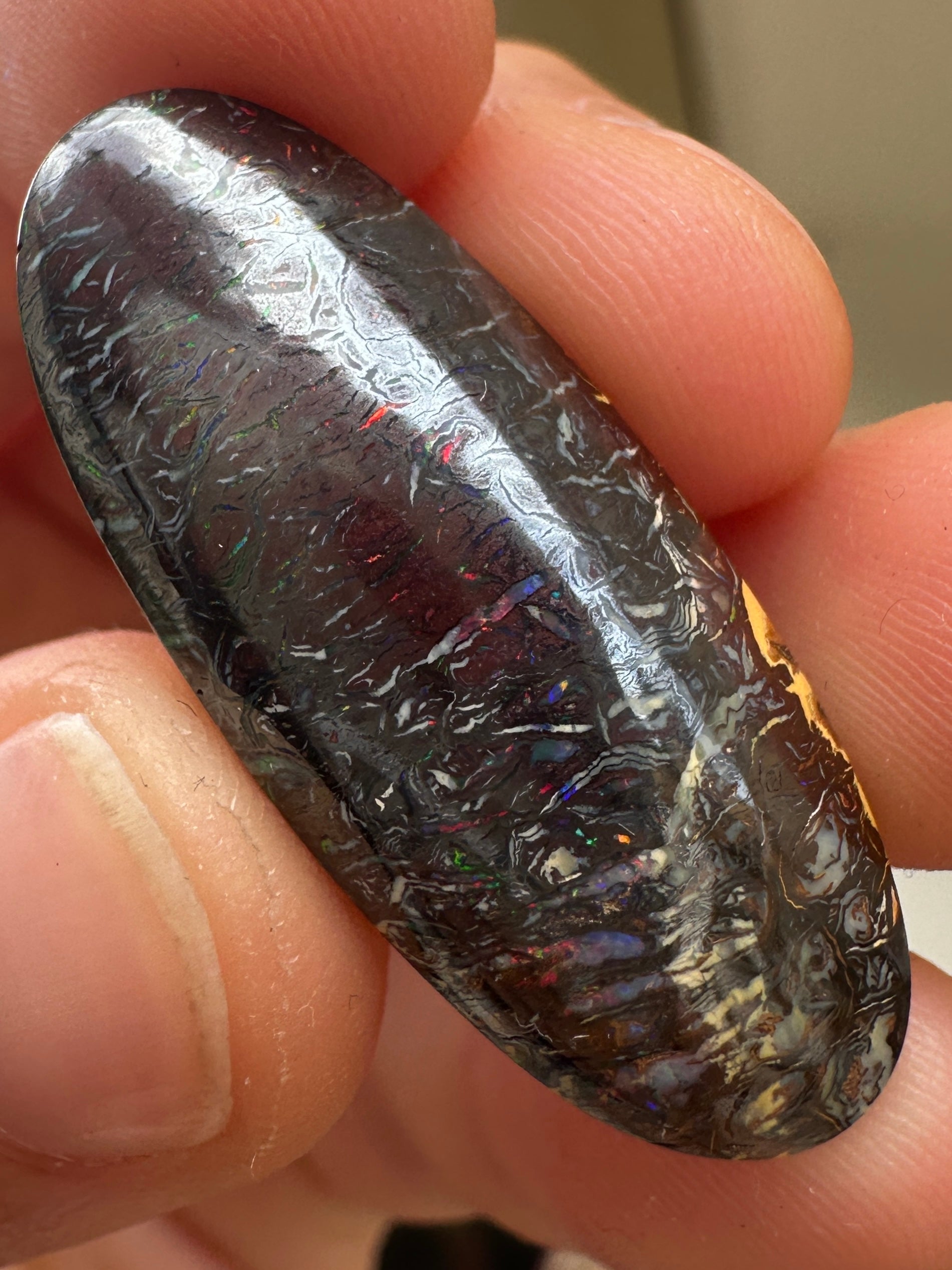 Opal Essence Queensland Boulder opal cut stone pendant or ring 27.40 cts