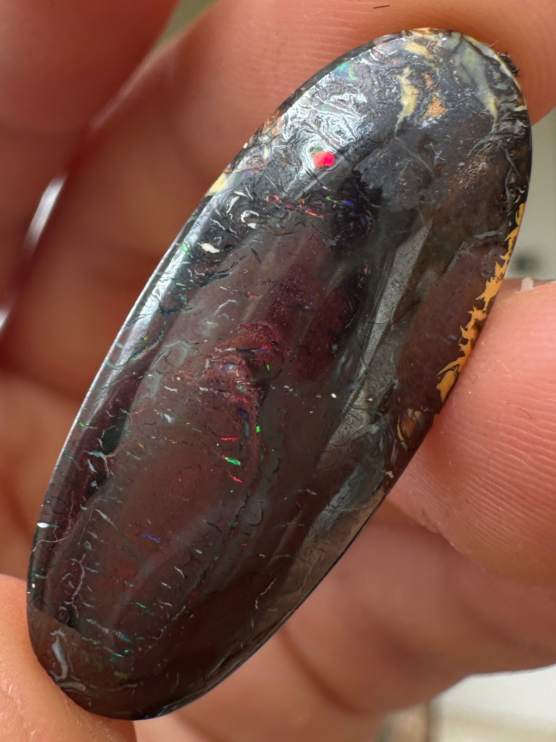 Opal Essence Queensland Boulder opal cut stone pendant or ring 27.40 cts