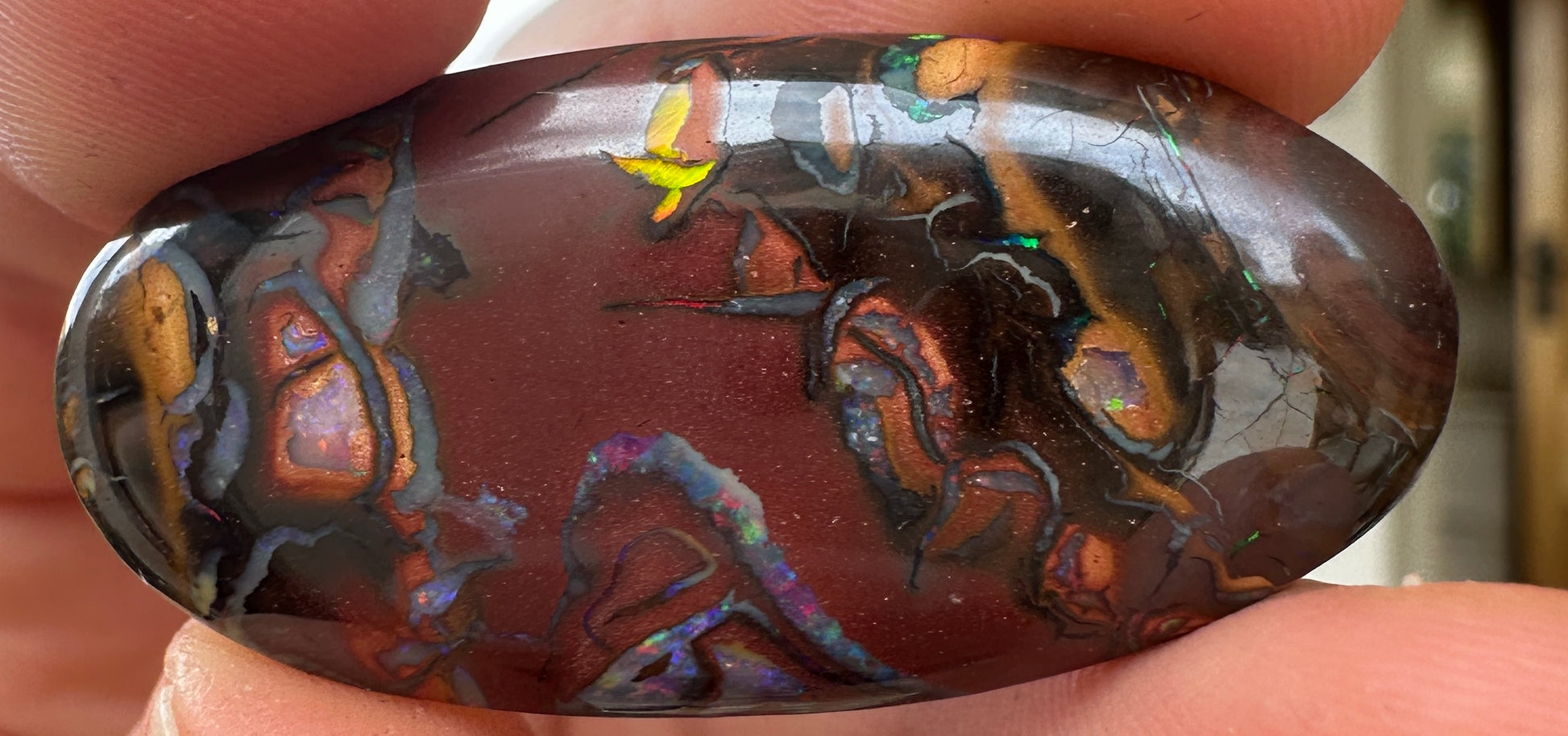 Opal Essence Queensland cut Boulder opal unset pendant or ring 28.20 cts