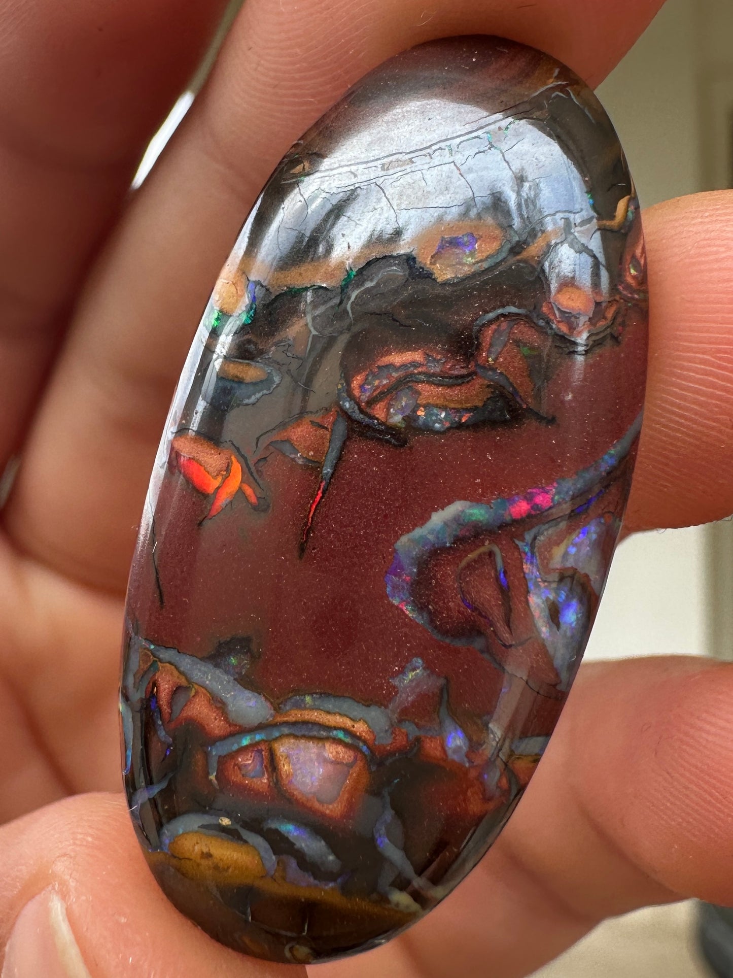 Opal Essence Queensland cut Boulder opal unset pendant or ring 28.20 cts