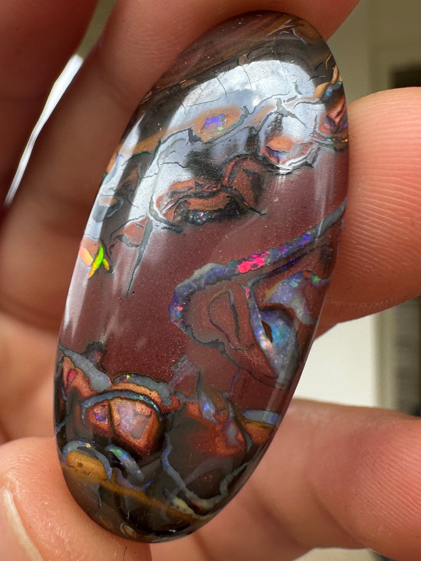 Opal Essence Queensland cut Boulder opal unset pendant or ring 28.20 cts