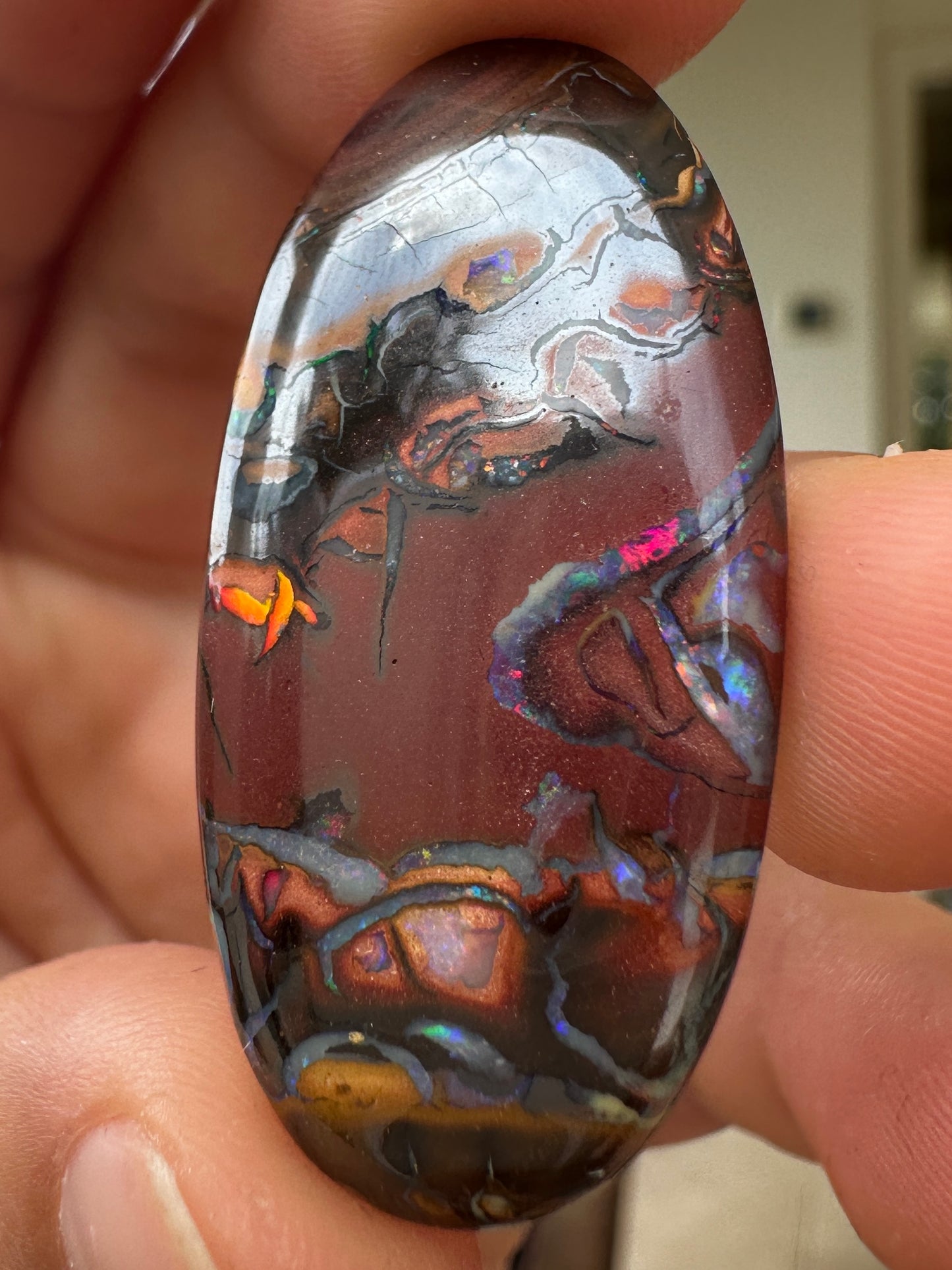 Opal Essence Queensland cut Boulder opal unset pendant or ring 28.20 cts