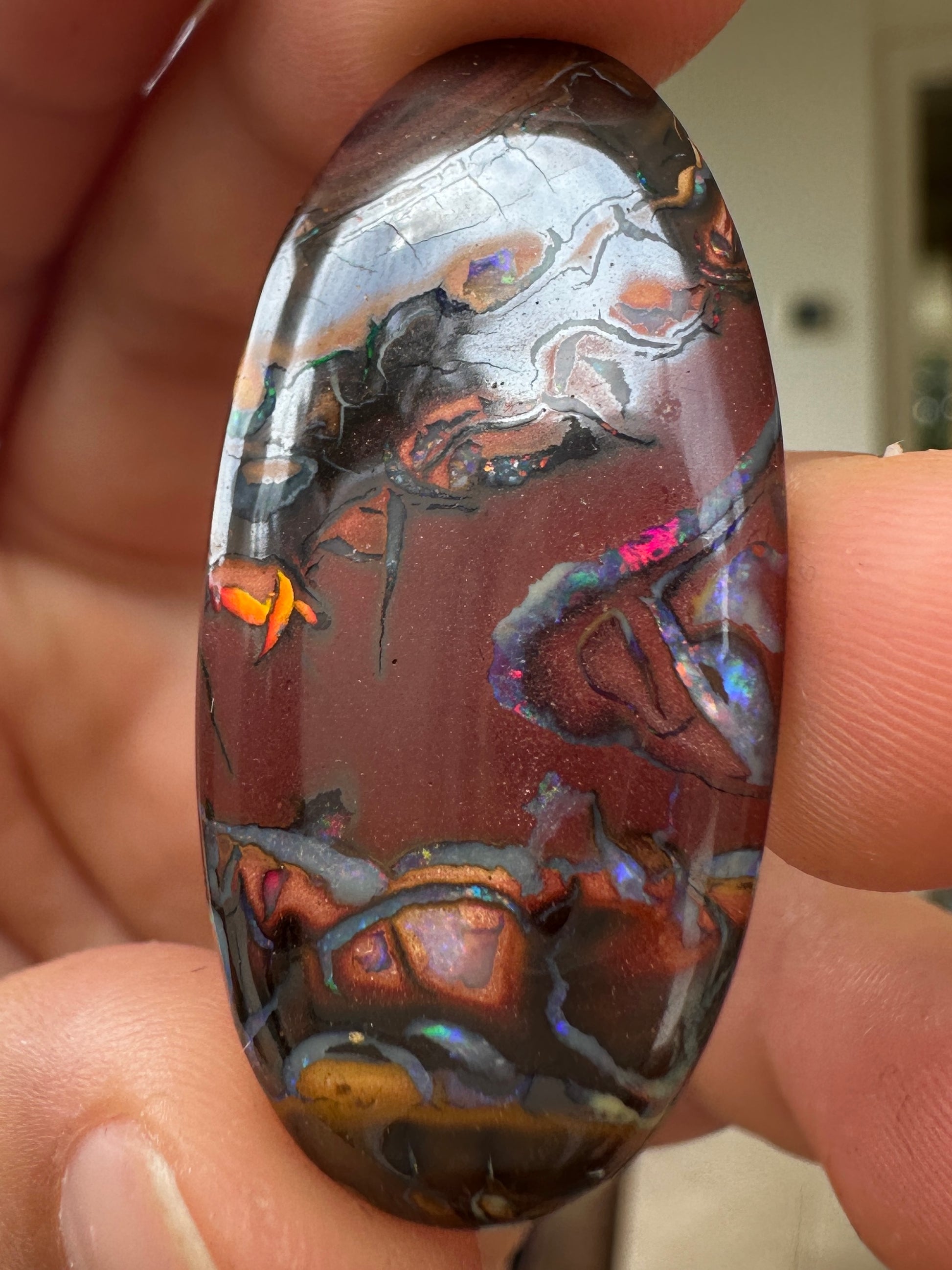 Opal Essence Queensland cut Boulder opal unset pendant or ring 28.20 cts