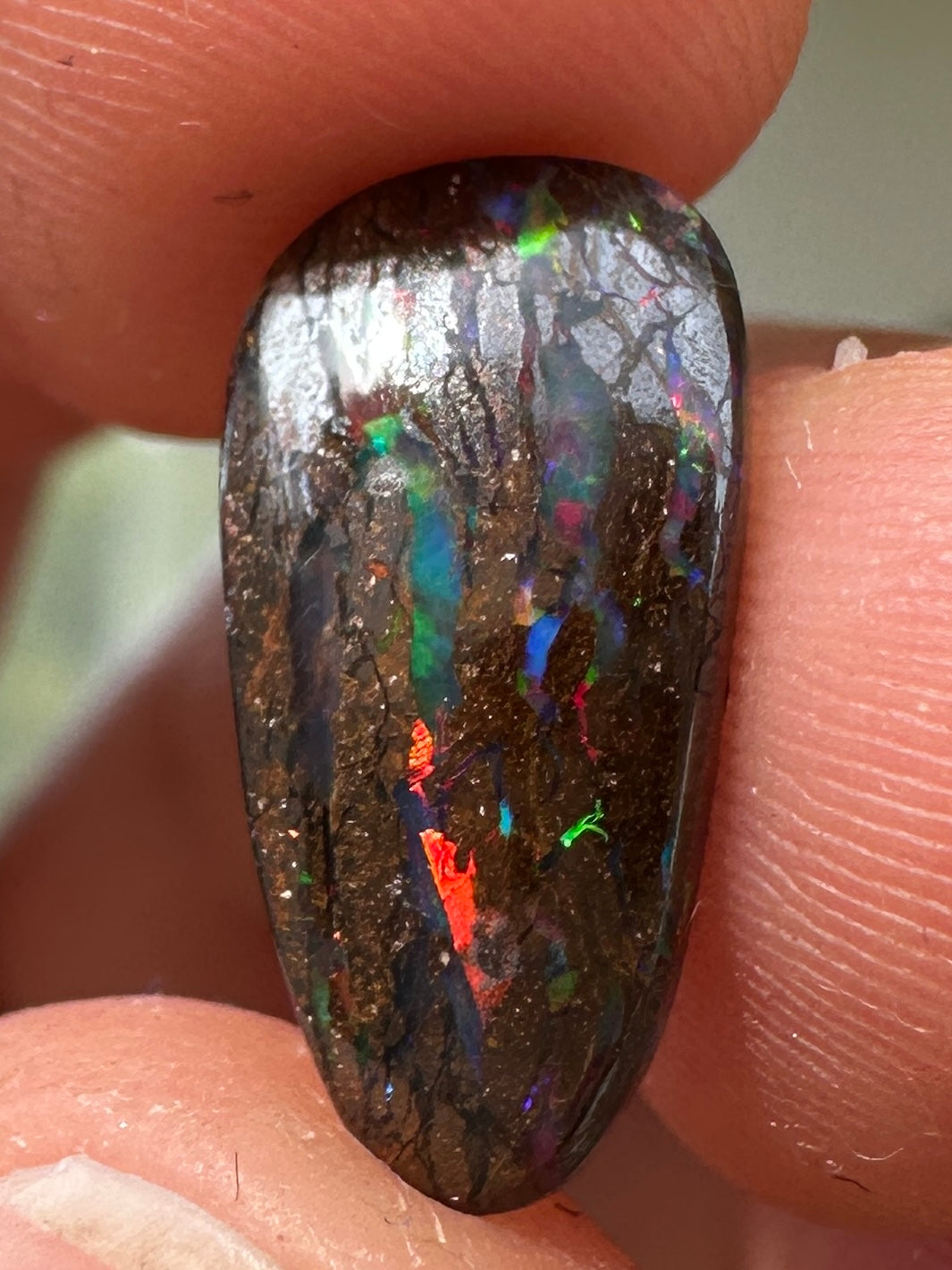 Opal Essence Queensland Boulder opal cut stone pendant or ring 3.16 cts