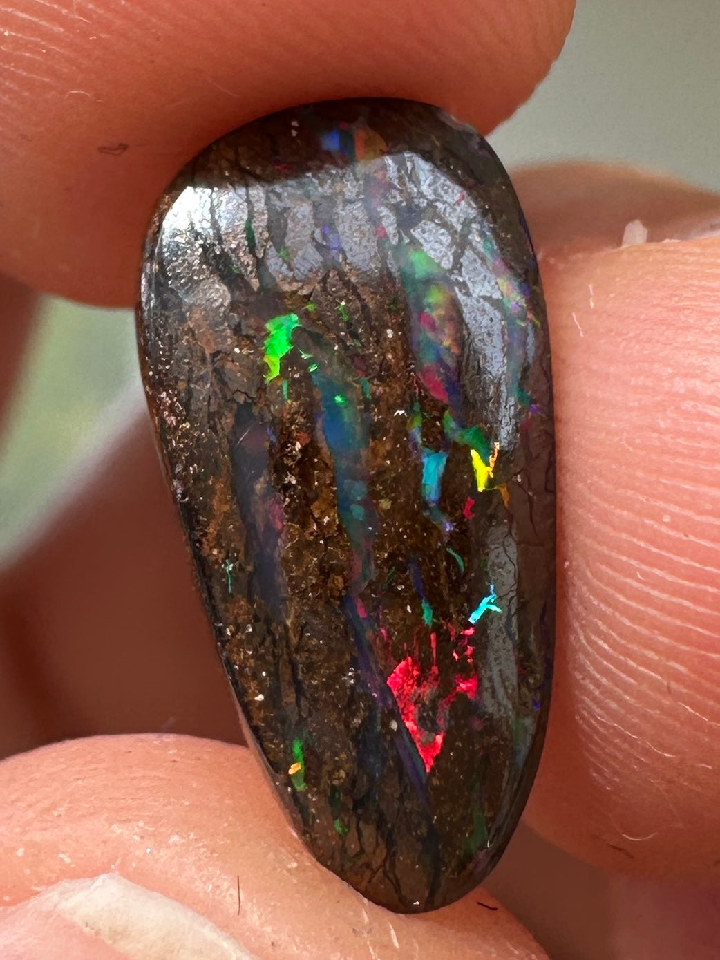 Opal Essence Queensland Boulder opal cut stone pendant or ring 3.16 cts