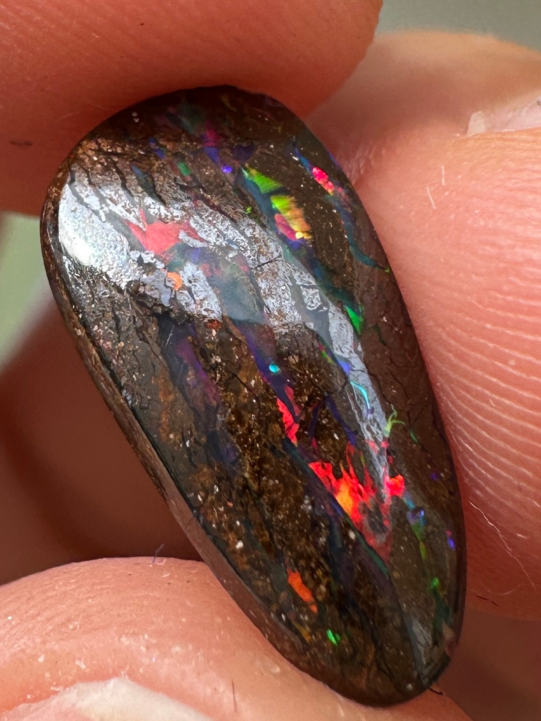 Opal Essence Queensland Boulder opal cut stone pendant or ring 3.16 cts