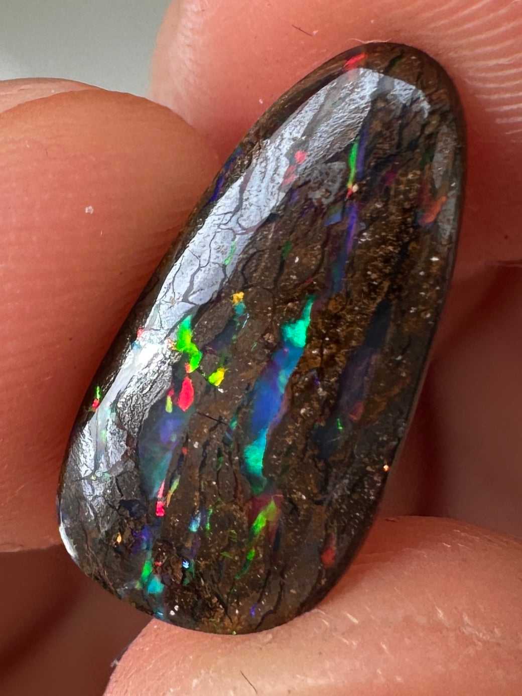 Opal Essence Queensland Boulder opal cut stone pendant or ring 3.16 cts