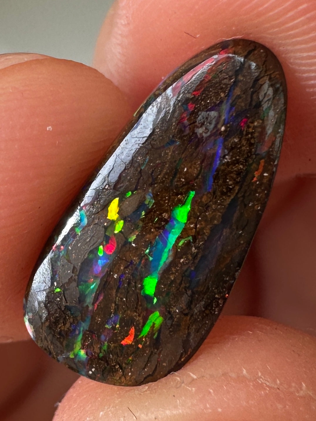 Opal Essence Queensland Boulder opal cut stone pendant or ring 3.16 cts