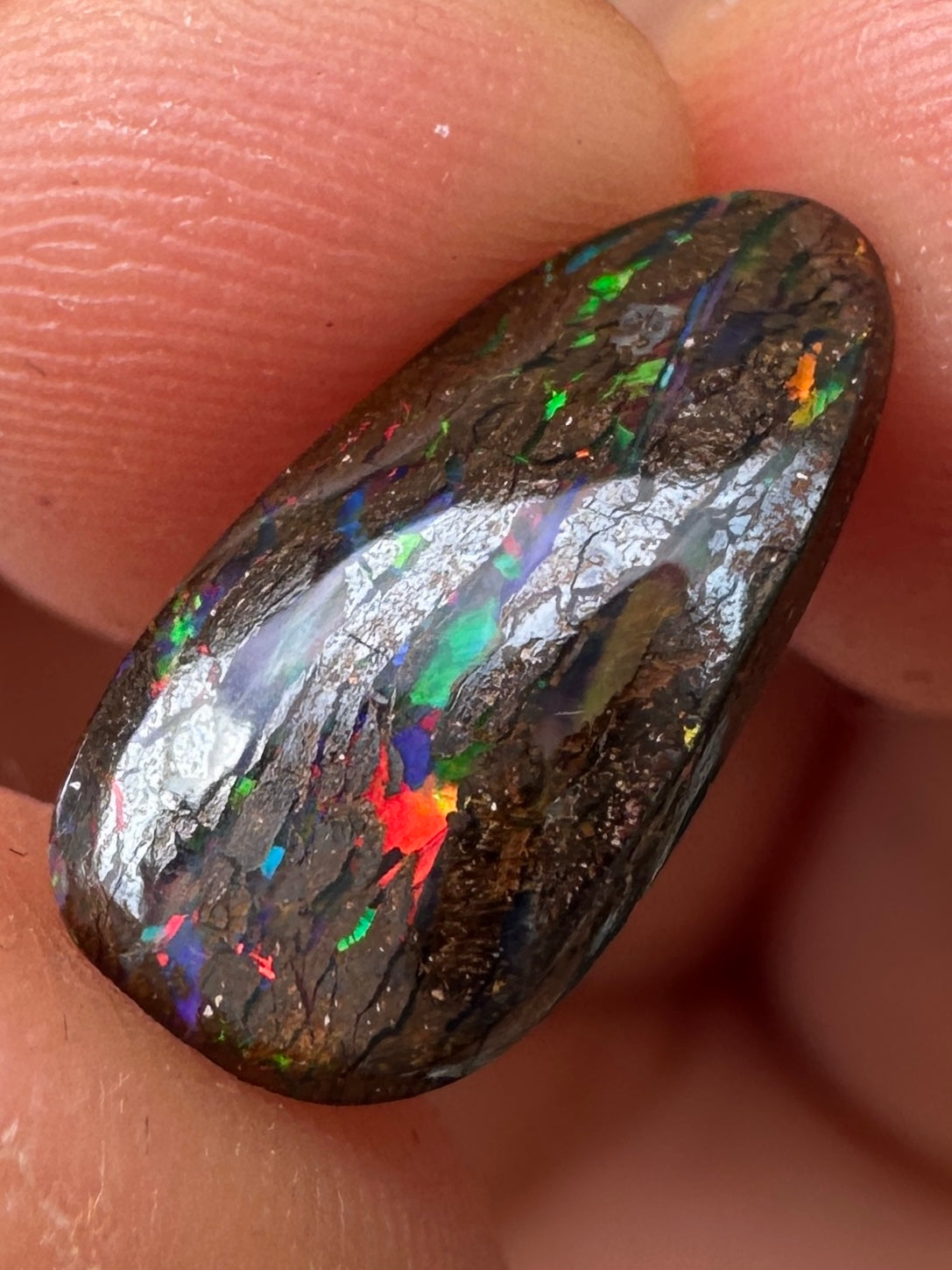 Opal Essence Queensland Boulder opal cut stone pendant or ring 3.16 cts