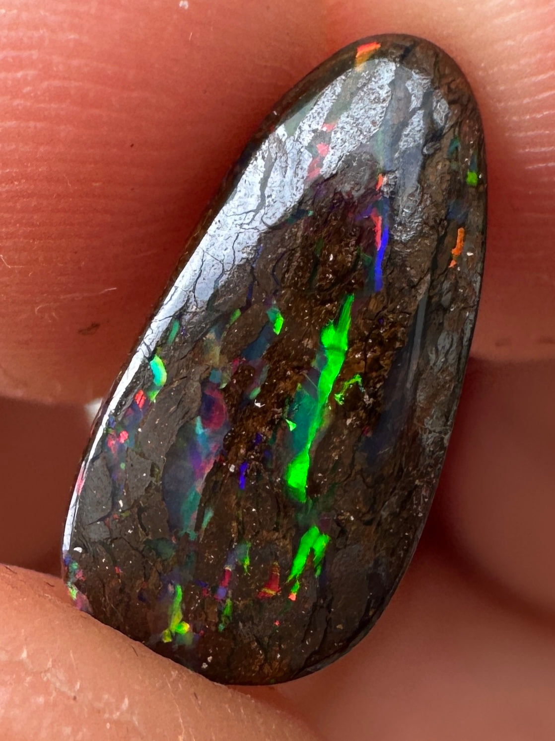 Opal Essence Queensland Boulder opal cut stone pendant or ring 3.16 cts