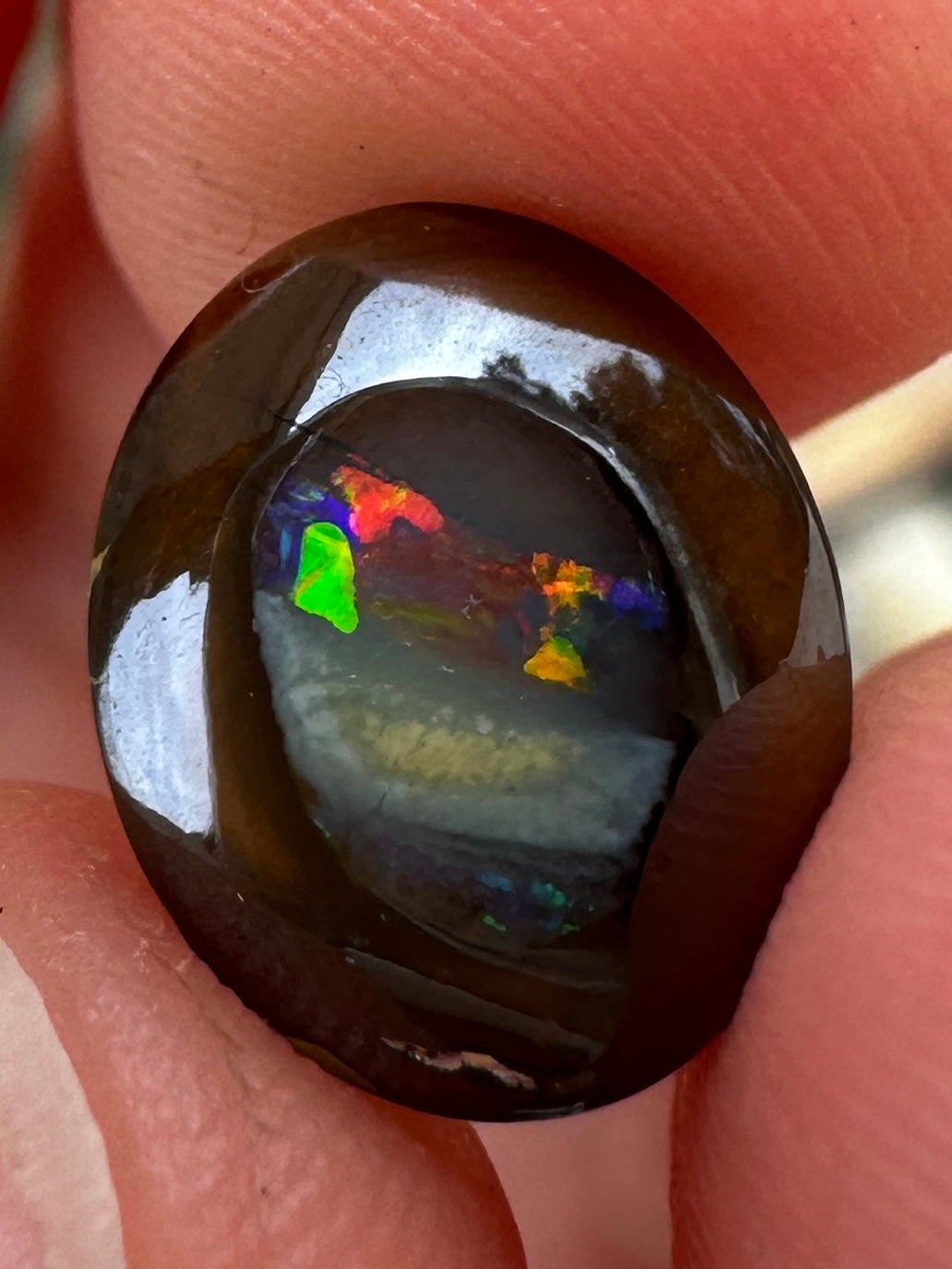 Opal Essence Queensland Boulder opal cut stone pendant or ring 3.45 cts