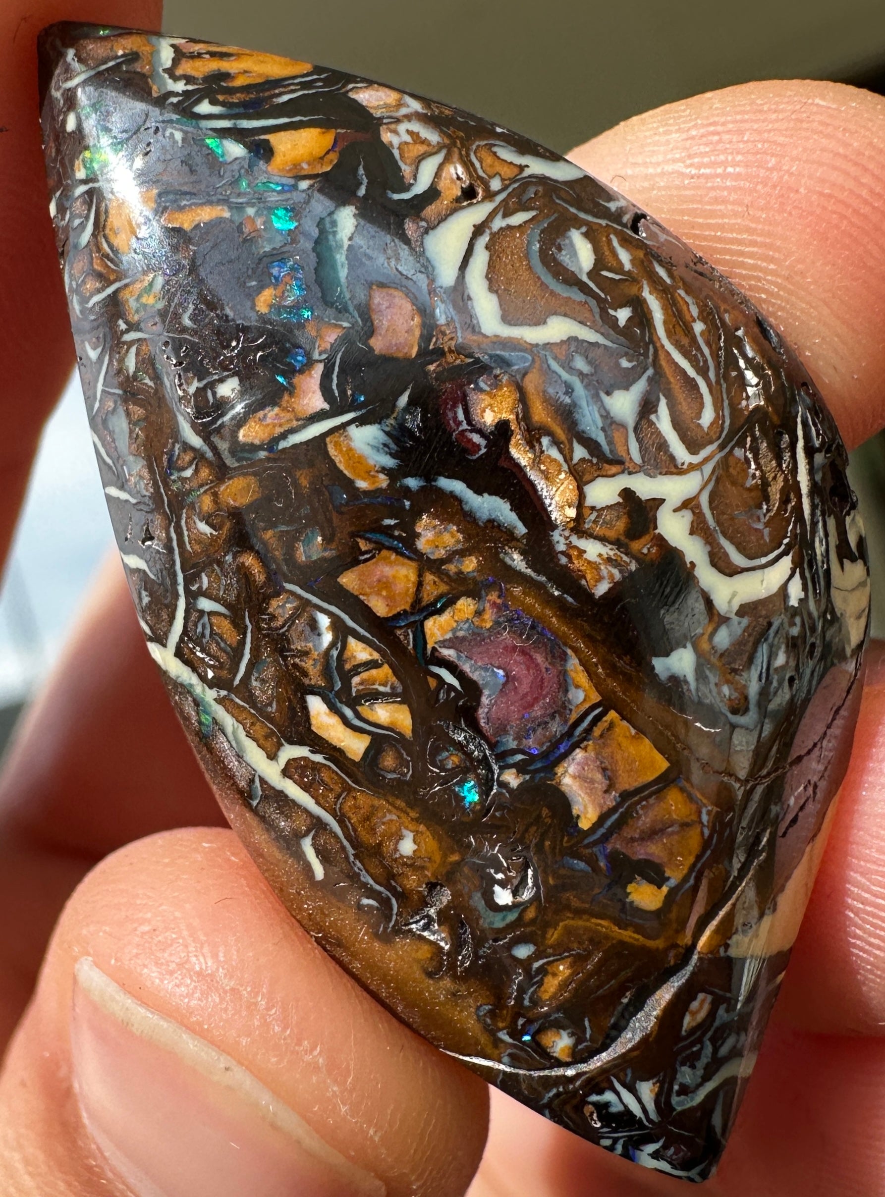 Opal Essence Queensland Boulder opal cut stone pendant or ring 47.36 cts