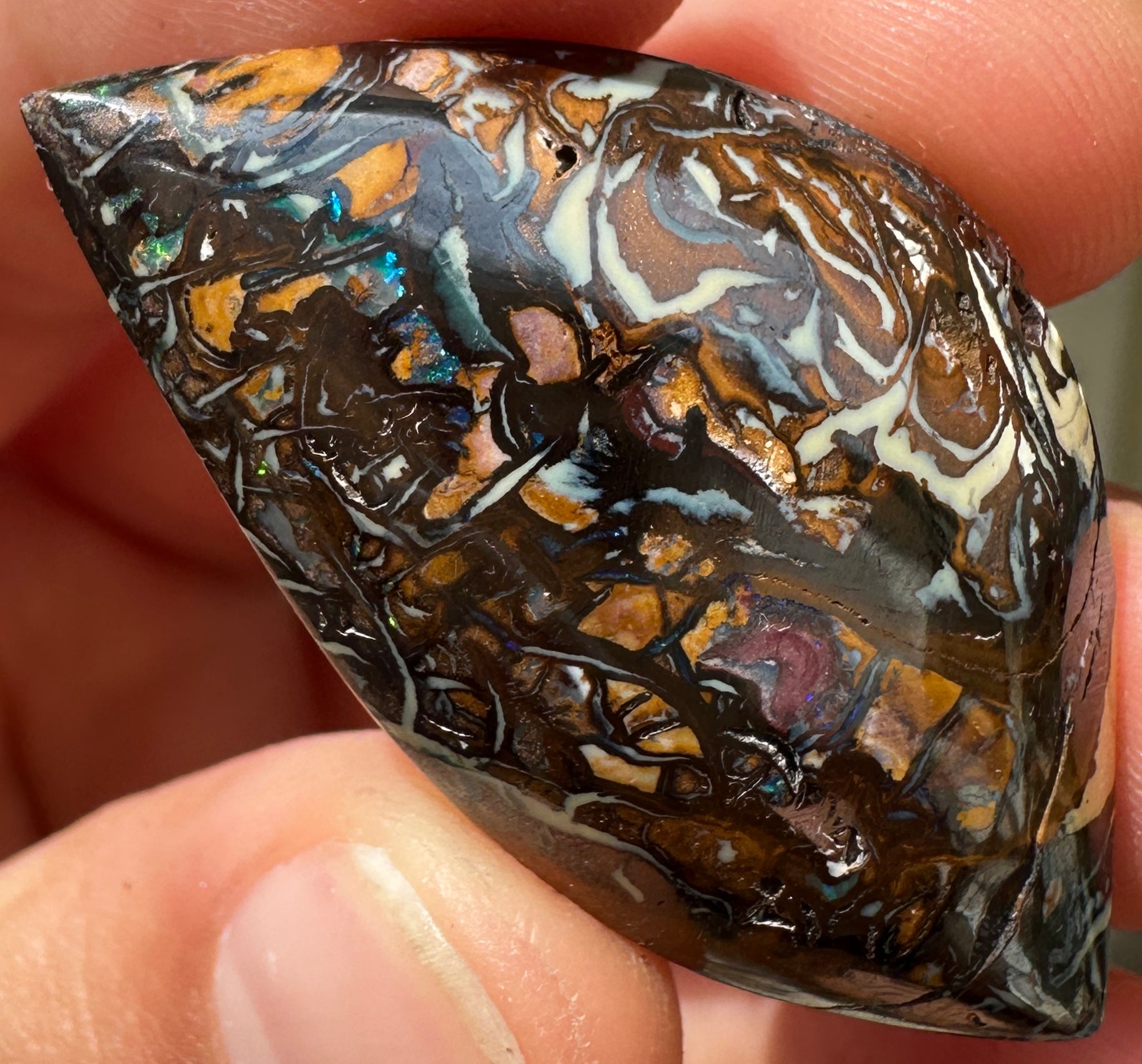 Opal Essence Queensland Boulder opal cut stone pendant or ring 47.36 cts