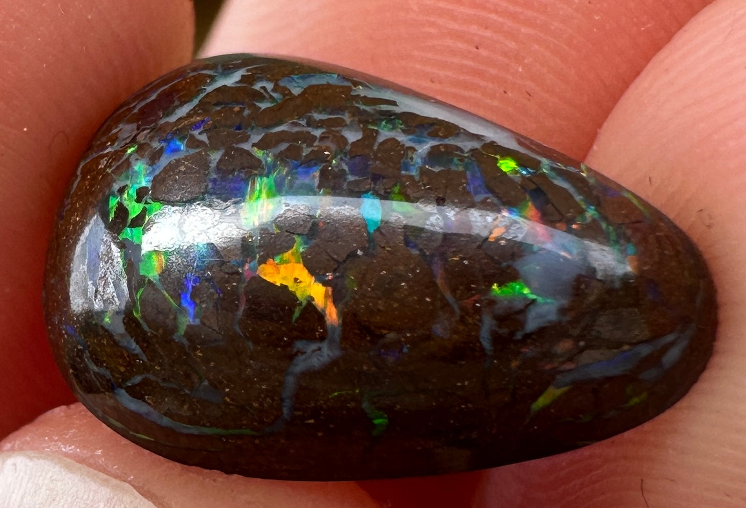Opal Essence Queensland Boulder opal cut stone pendant or ring 5 cts