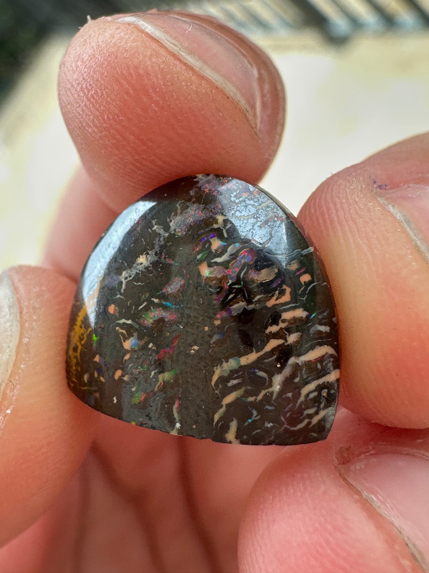 Opal Australian Queensland boulder unset pendant or ring multicolored opal 8.5cts