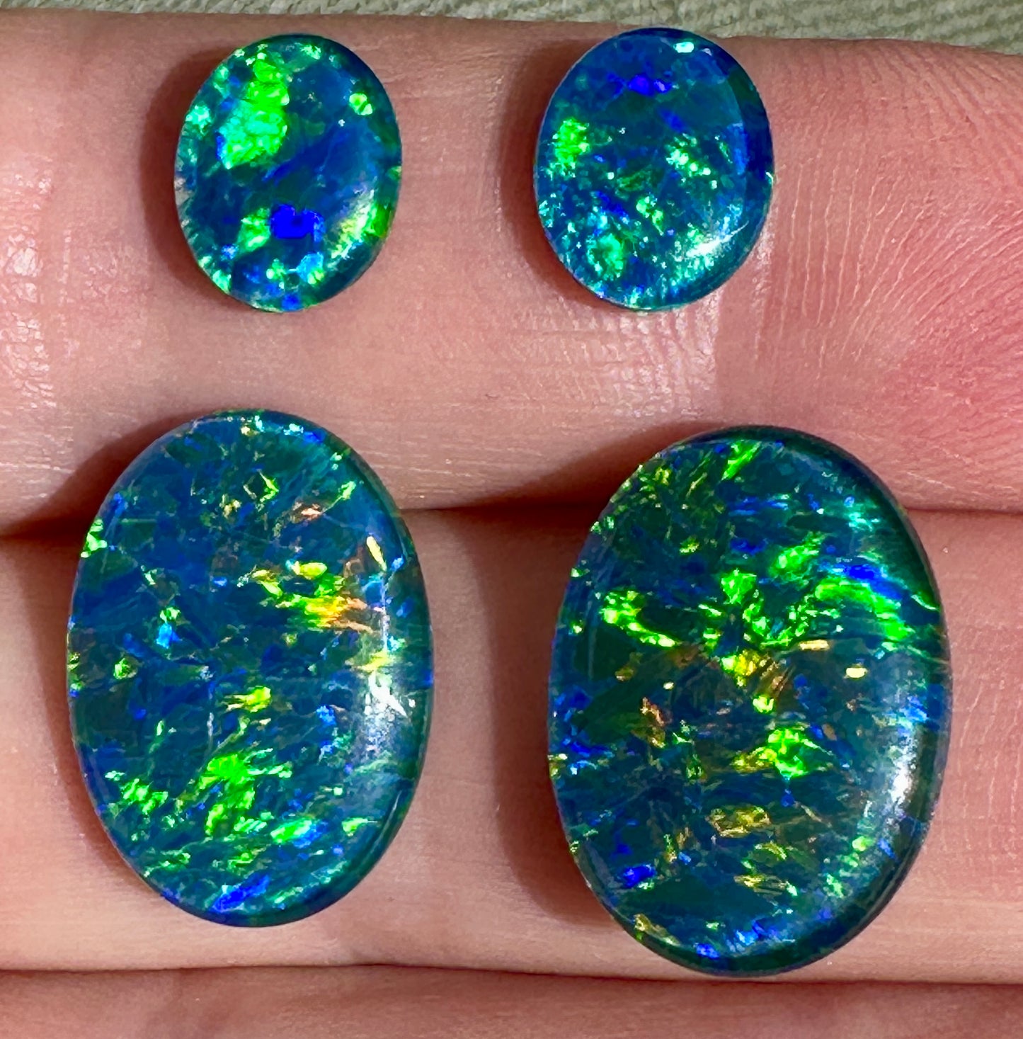 Australian Opal gem grade triplet multicoloured loose earring matching set 17.40 cts