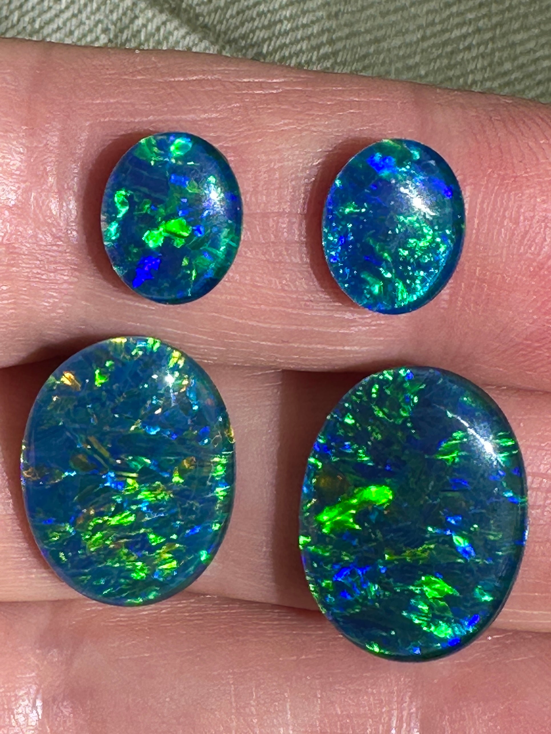 Australian Opal gem grade triplet multicoloured loose earring matching set 17.40 cts