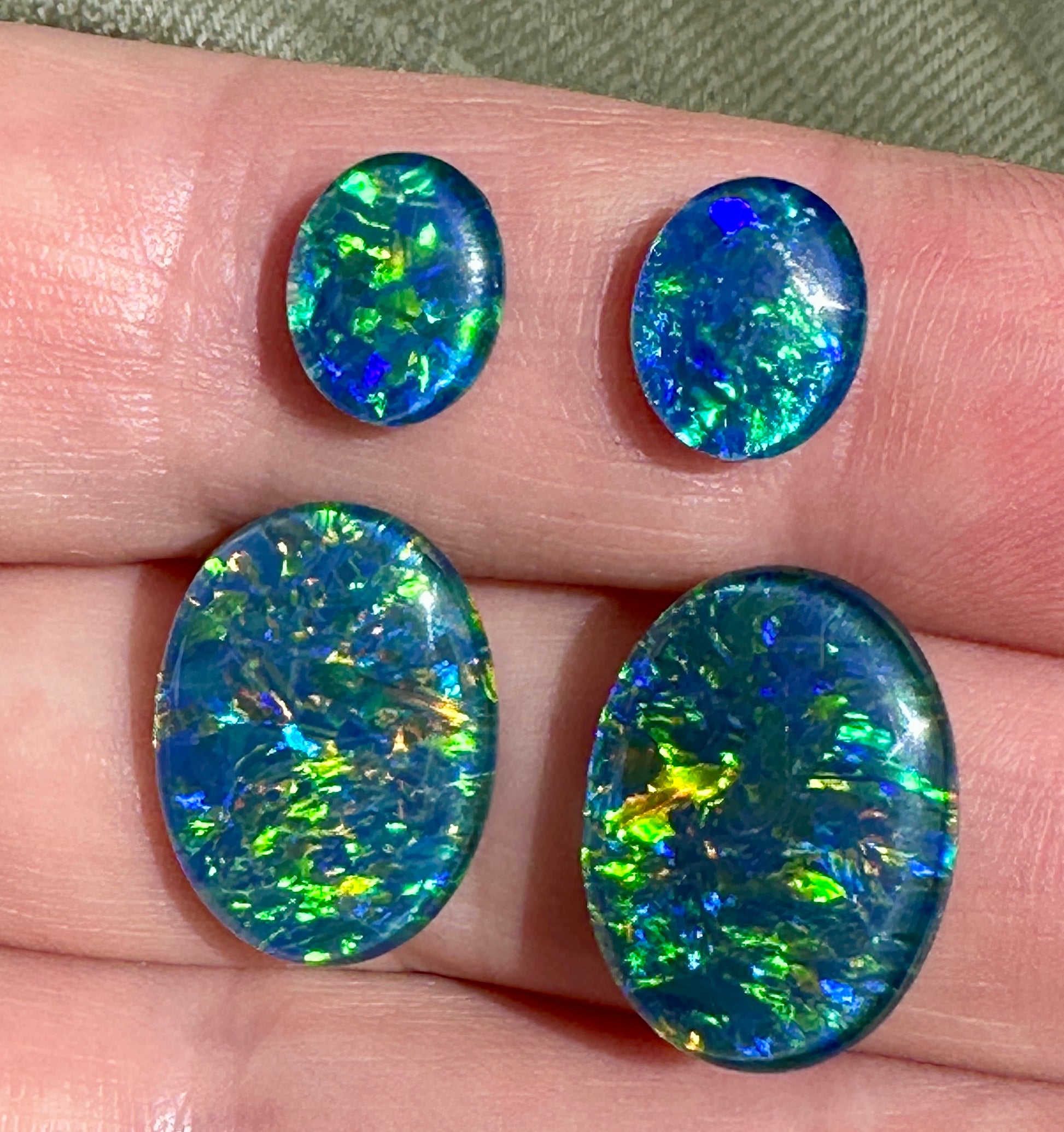 Australian Opal gem grade triplet multicoloured loose earring matching set 17.40 cts