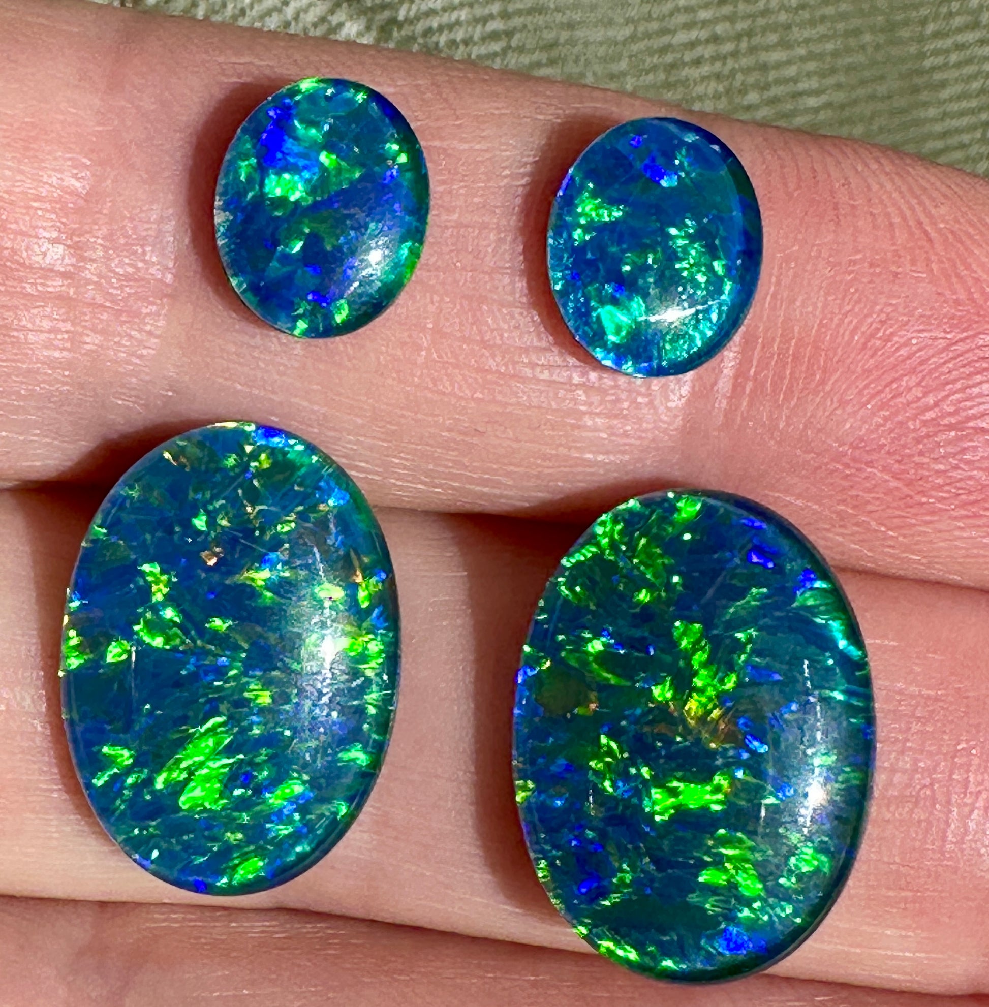 Australian Opal gem grade triplet multicoloured loose earring matching set 17.40 cts