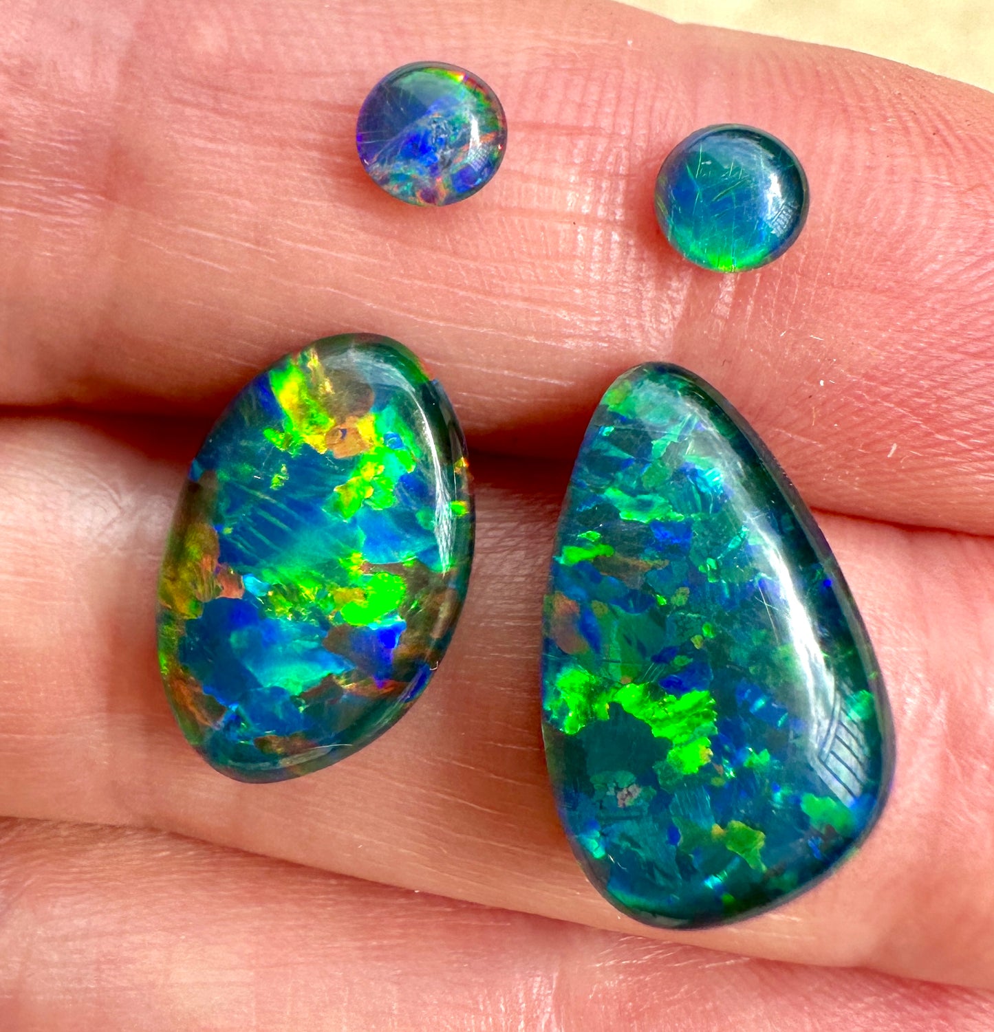 Australian Opal triplet multicoloured loose earring set 10.44 cts