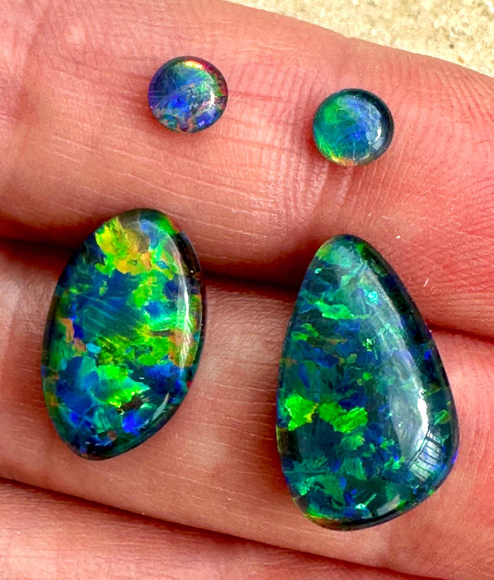 Australian Opal triplet multicoloured loose earring set 10.44 cts