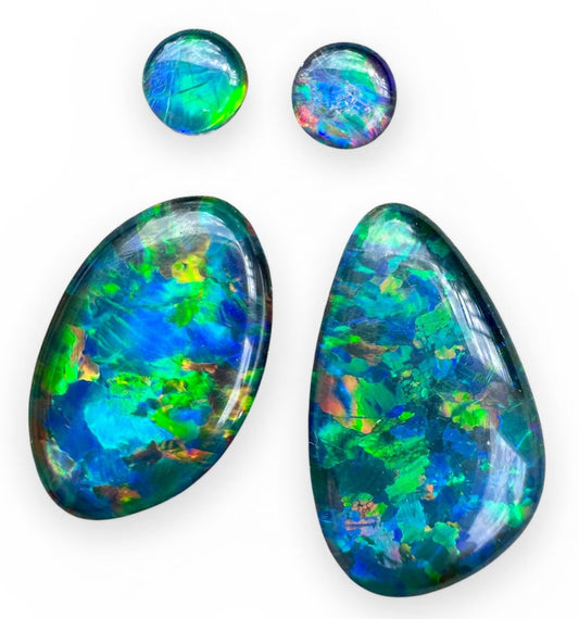 Australian Opal triplet multicoloured loose earring set 10.44 cts