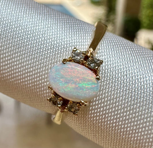 Australian opal ring Gold Plated size 7