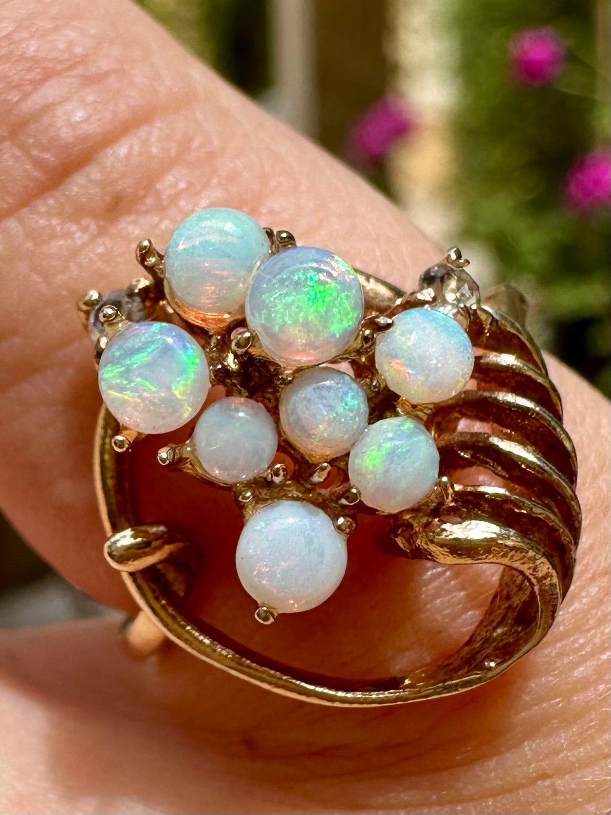 Australian opal ring Gold Plated size 5.75
