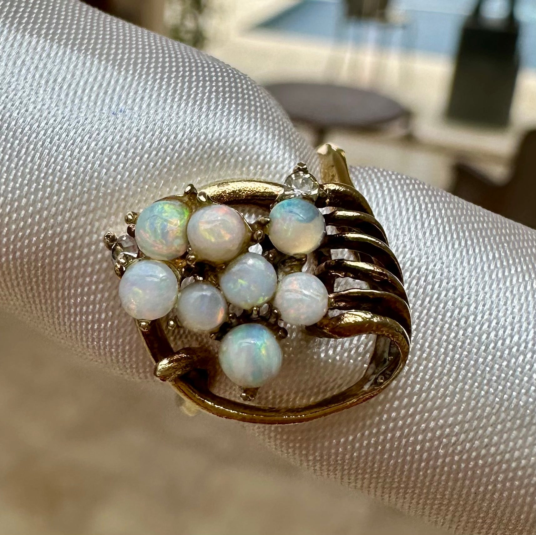 Australian opal ring Gold plated size 5.25
