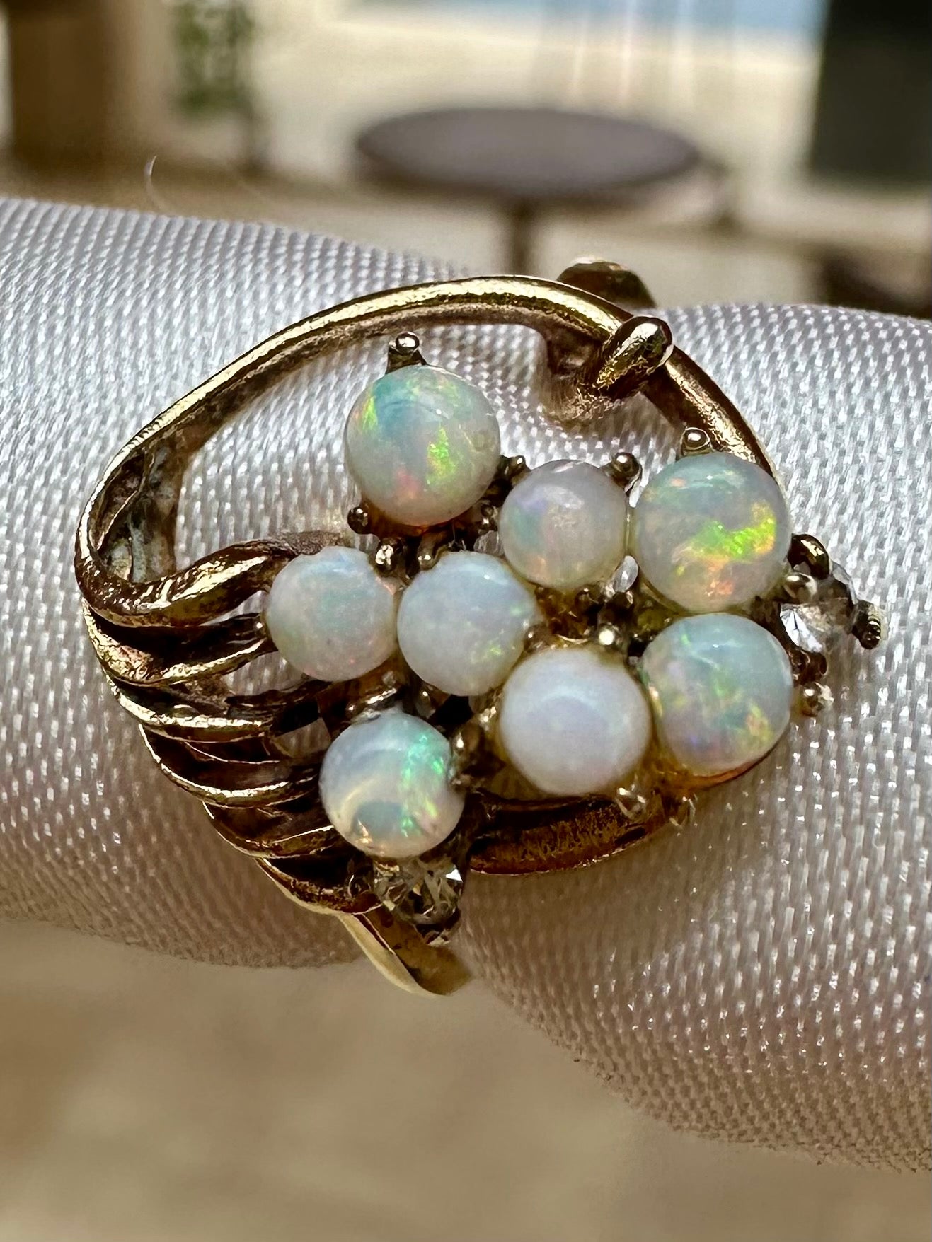 Australian opal ring Gold plated size 5.25