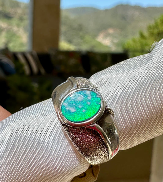 Australian opal ring sterling silver size 5.5