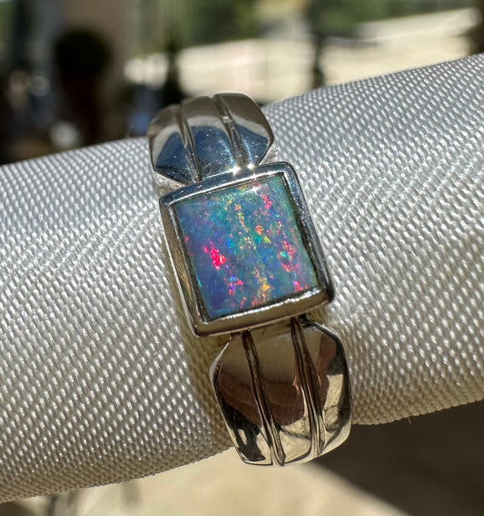 Australian opal ring Sterling Silver size 7.25