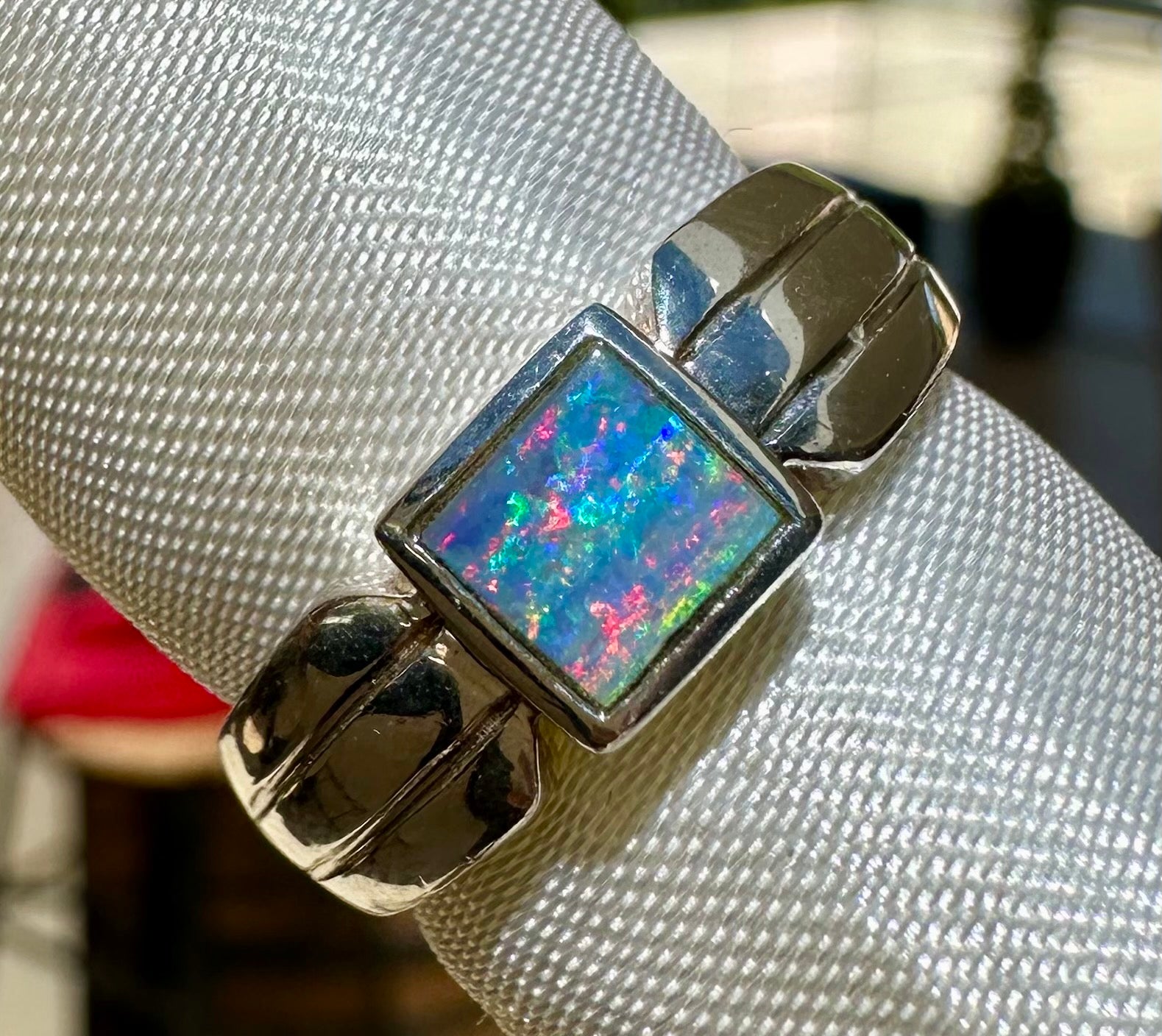 Australian opal ring Sterling Silver size 7.25