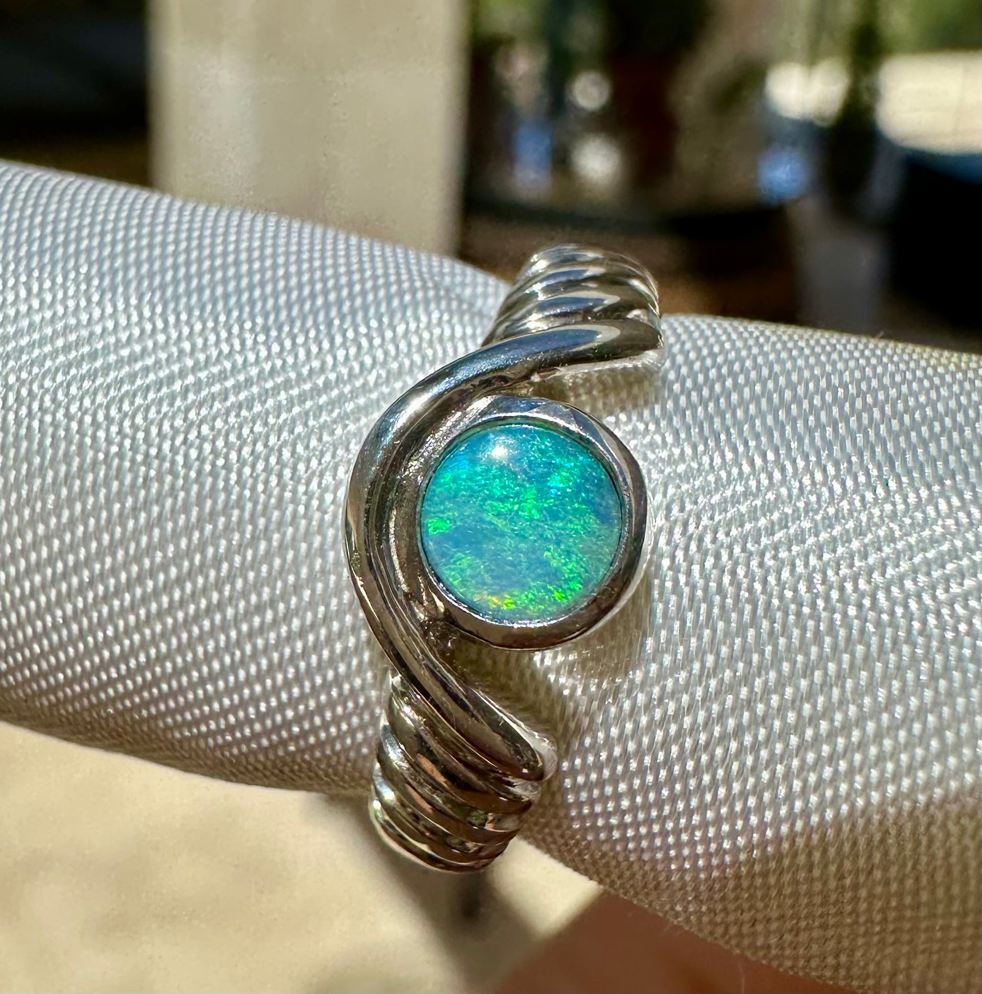 Australian opal ring sterling silver size 6