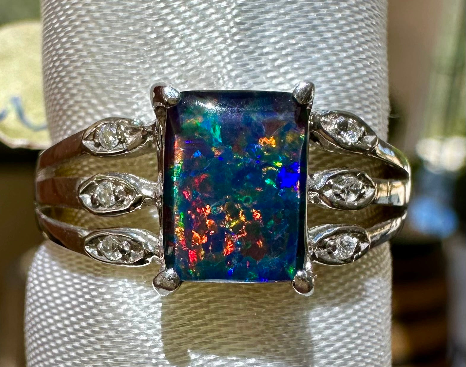 Australian opal ring sterling silver size 6.5