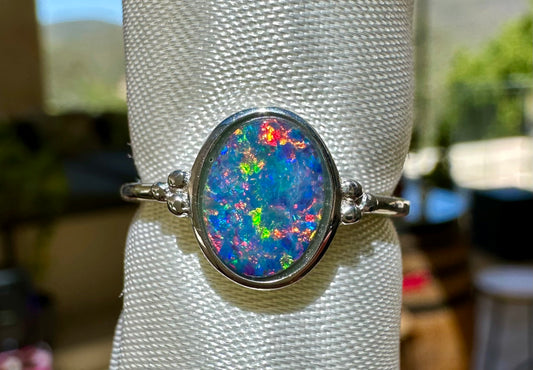 Australian opal ring sterling silver size 7