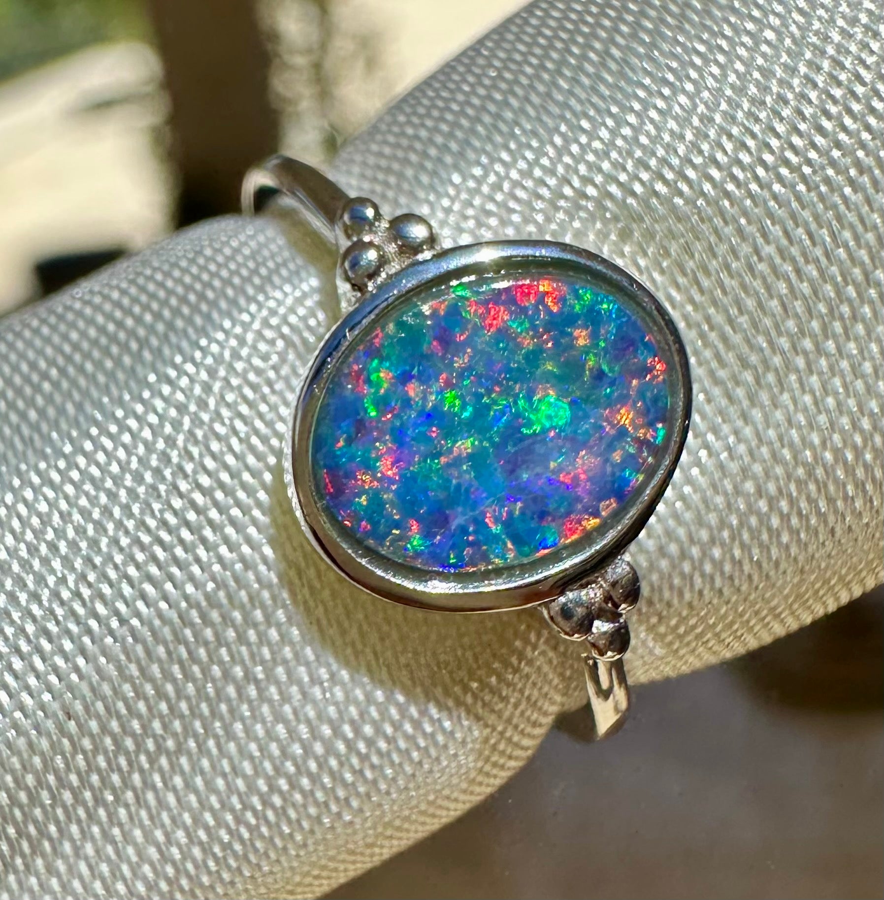 Australian opal ring sterling silver size 7
