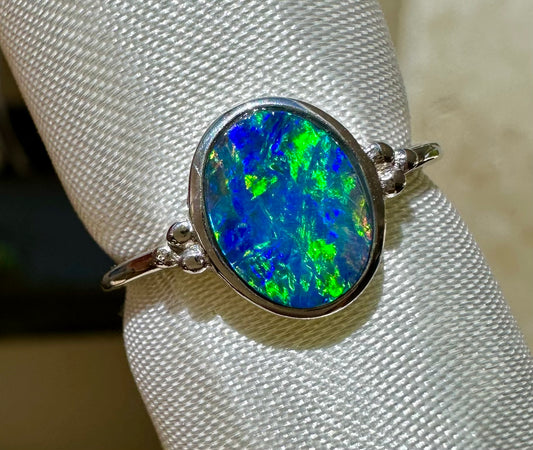 Australian opal ring sterling silver size 7