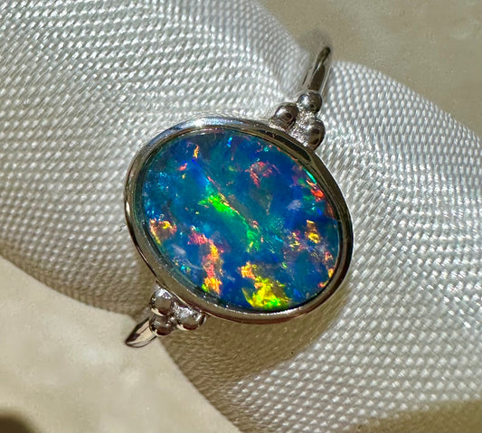 Australian opal ring sterling silver size 7