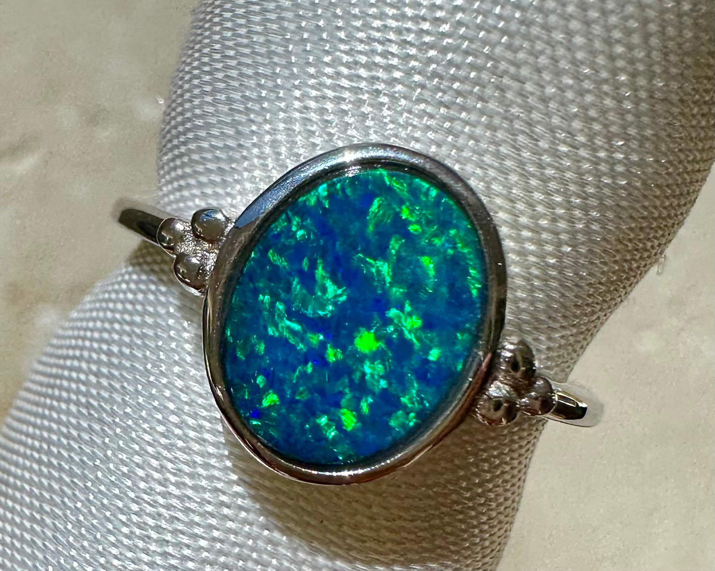 Australian opal ring sterling silver size 6