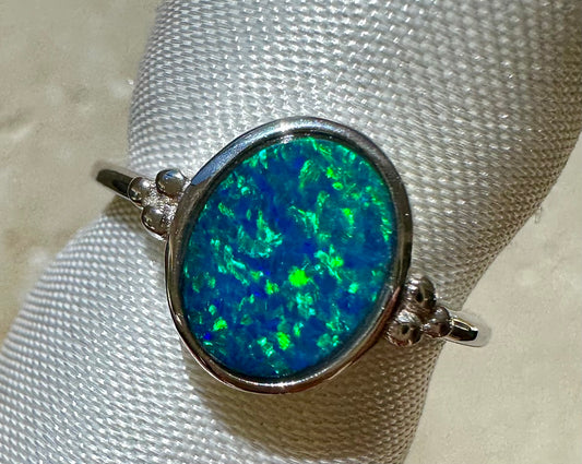 Australian opal ring sterling silver size 6