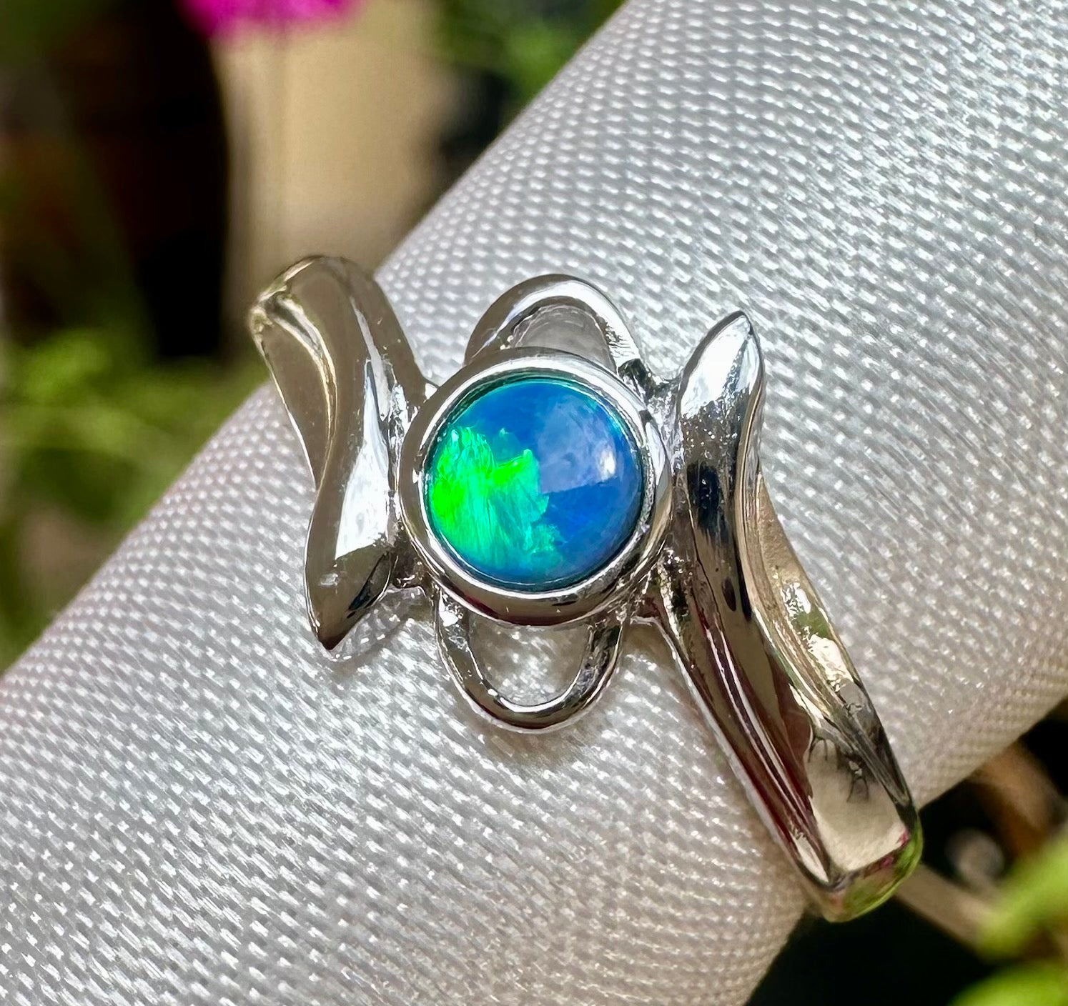 Australian opal ring Sterling Silver size 6.75