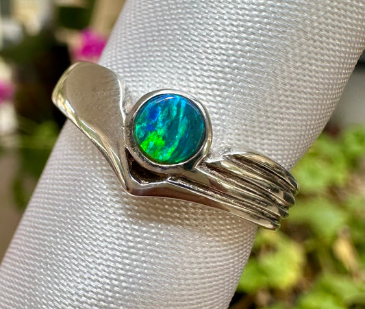 Australian opal ring Sterling Silver size 6.5