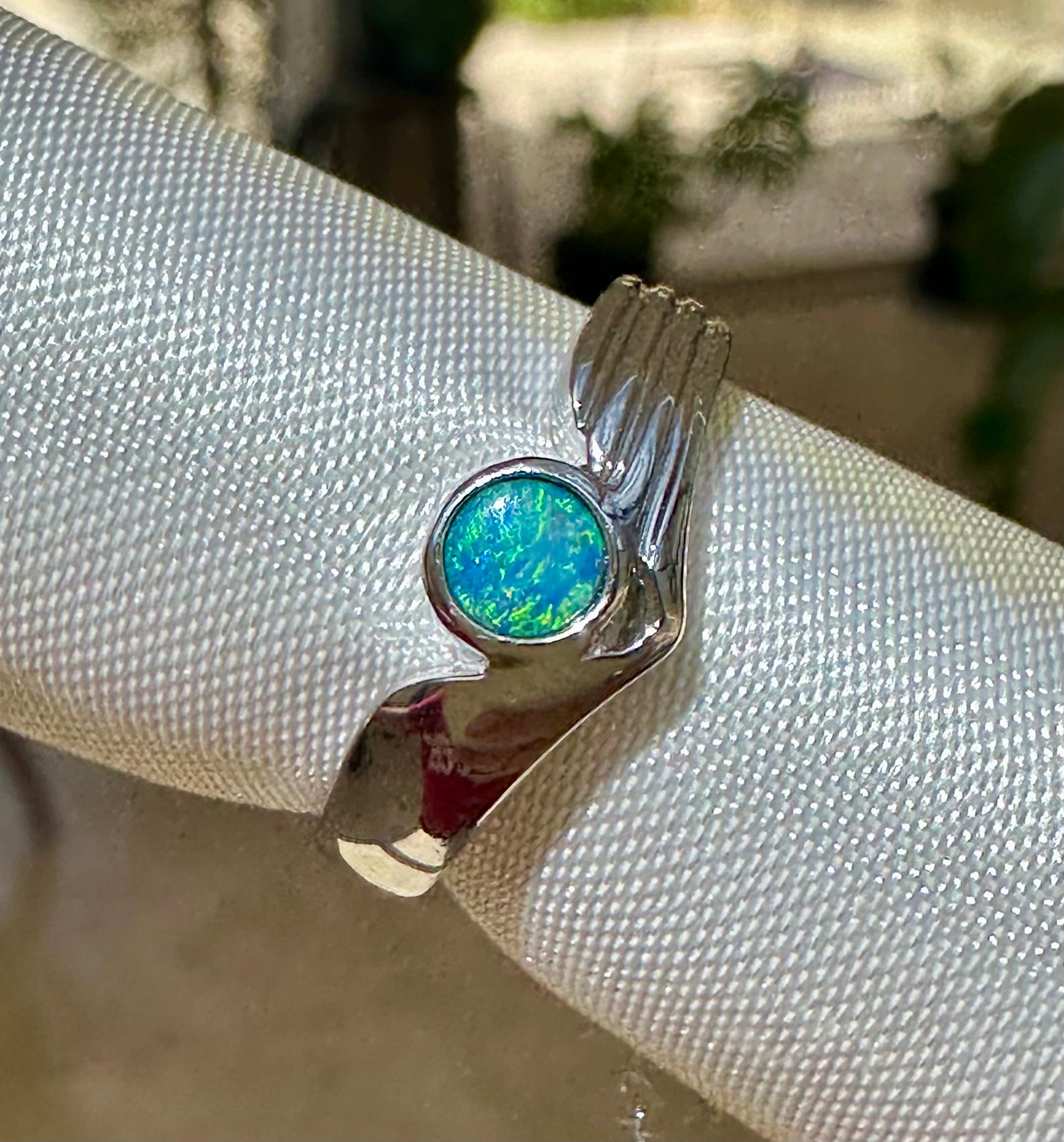 Australian opal ring Sterling Silver size 5.75
