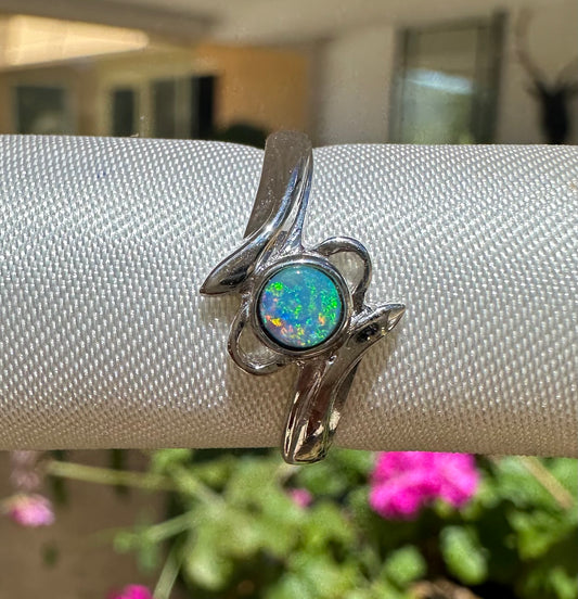 Australian opal ring Sterling Silver size 7.5