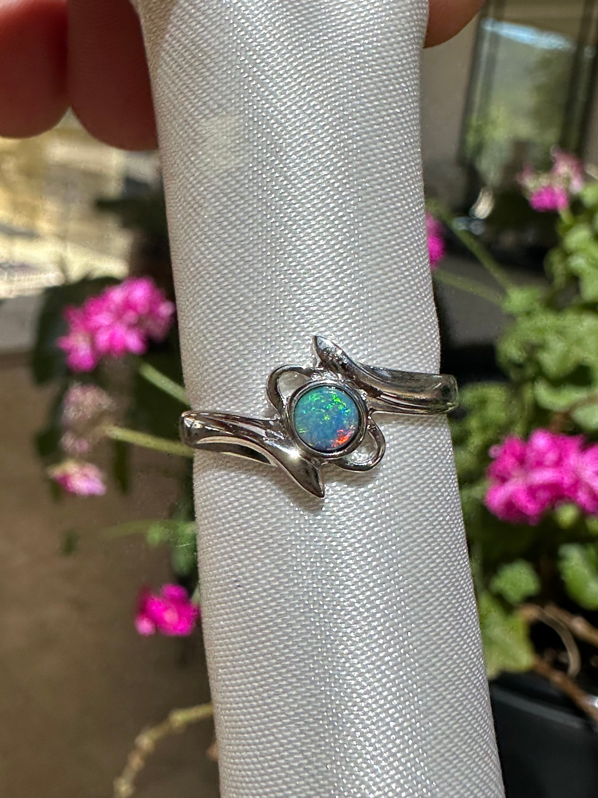 Australian opal ring Sterling Silver size 7.5