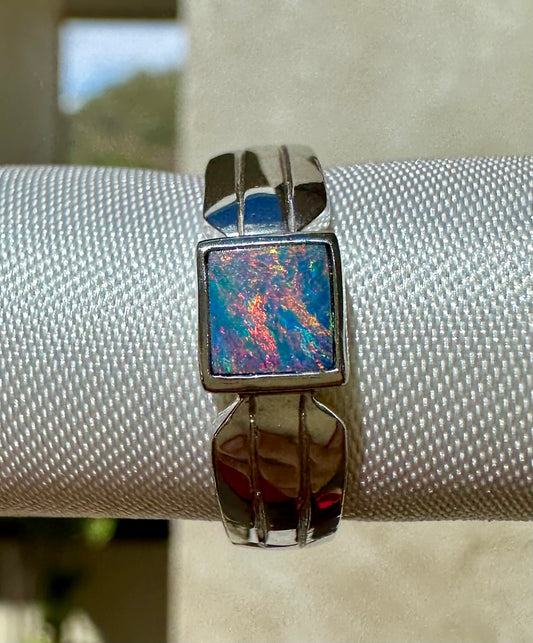 Australian opal ring Sterling Silver size 7.25