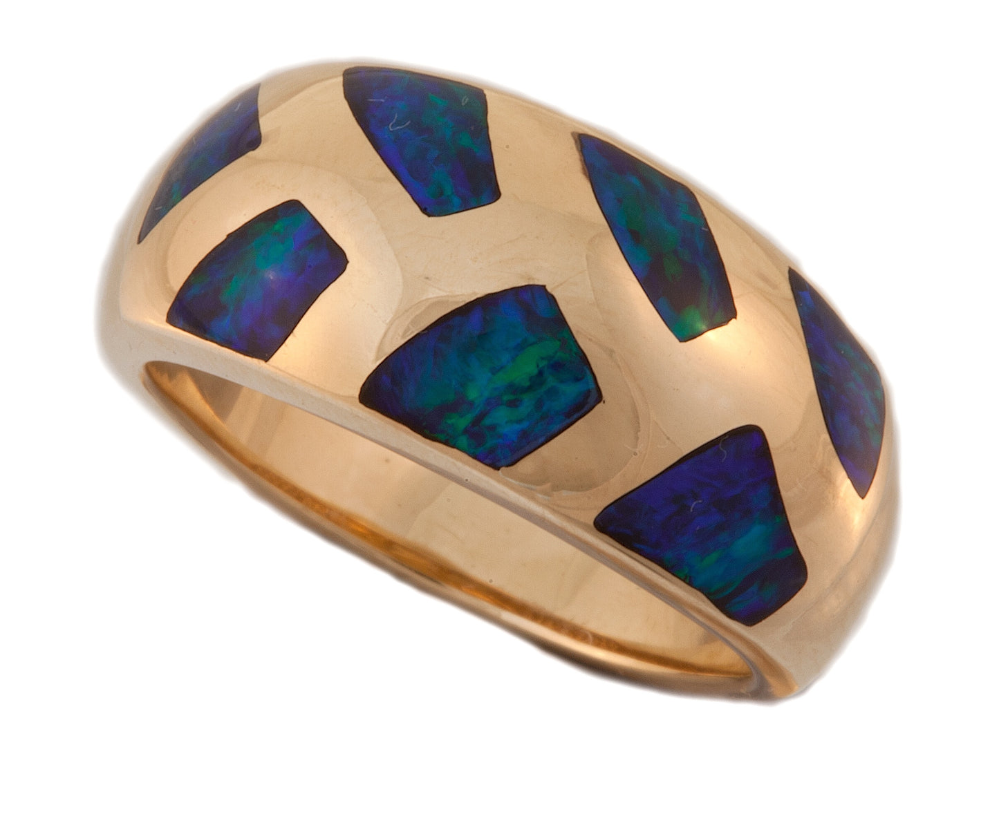 14k gold inlay opal ring