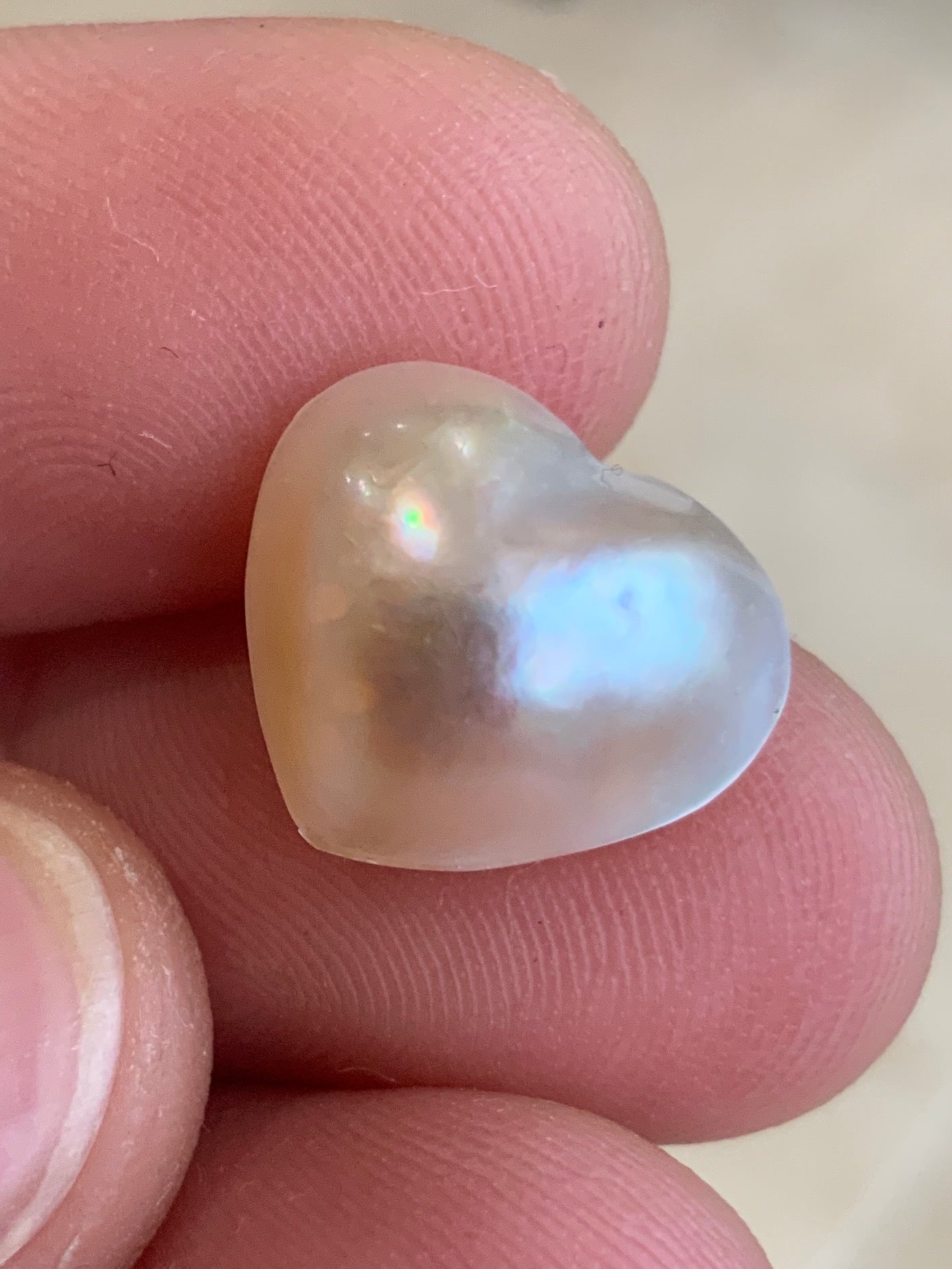 Opal Essence Australian Mabe Blister Pearl White Heart pendant or ring  